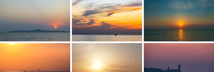 实拍海上日出日落夕阳黄昏太阳朝阳海面地平线LED背景短视频素材