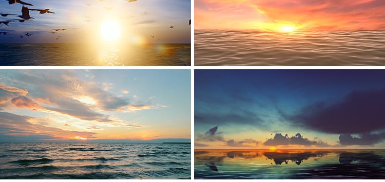 天空海面倒影湖面蓝天白云大海日出日落云彩晚霞LED背景视频素材