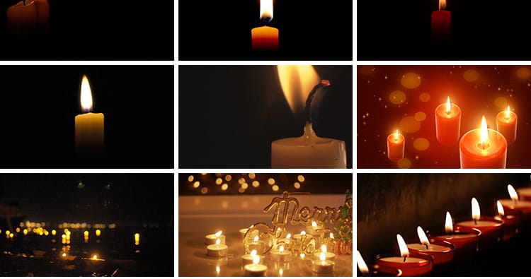 黑暗燃烧蜡烛摇曳烛火祈福祝福祝愿祈祷红烛台特写抖音短视频素材