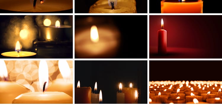 黑暗燃烧蜡烛摇曳烛火祈福祝福祝愿祈祷红烛台特写抖音短视频素材