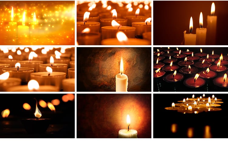 黑暗燃烧蜡烛摇曳烛火祈福祝福祝愿祈祷红烛台特写抖音短视频素材