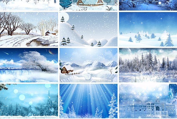 冬天雪景下雪花冰圣诞节晚会世界飘落舞台led大屏幕背景视频素材