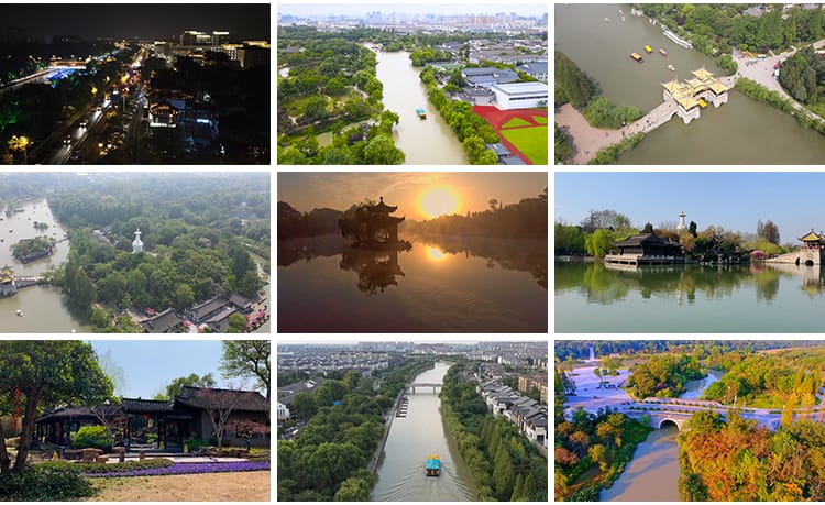 扬州瘦西湖旅游风景点古塔建筑航拍大运河风光实拍剪辑短视频素材