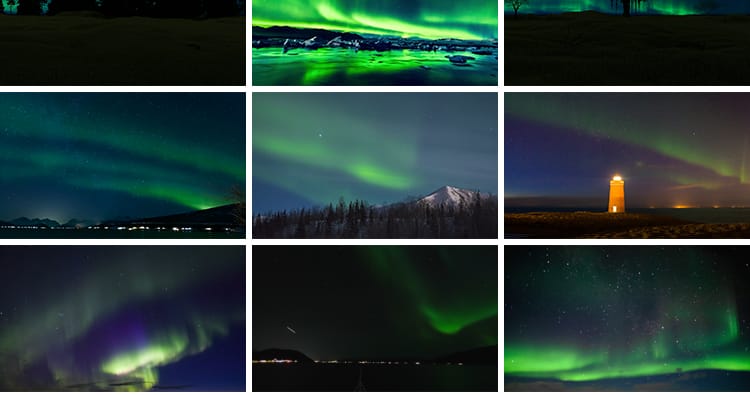 北极光夜空星空夜景流星雪山唯美黑夜晚绿色绿光高清背景视频素材