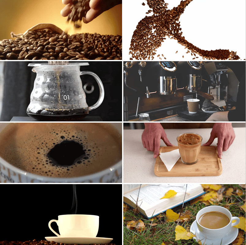 咖啡豆慢动作特写行业宣传实拍手冲制作喝咖啡机烘焙剪辑视频素材