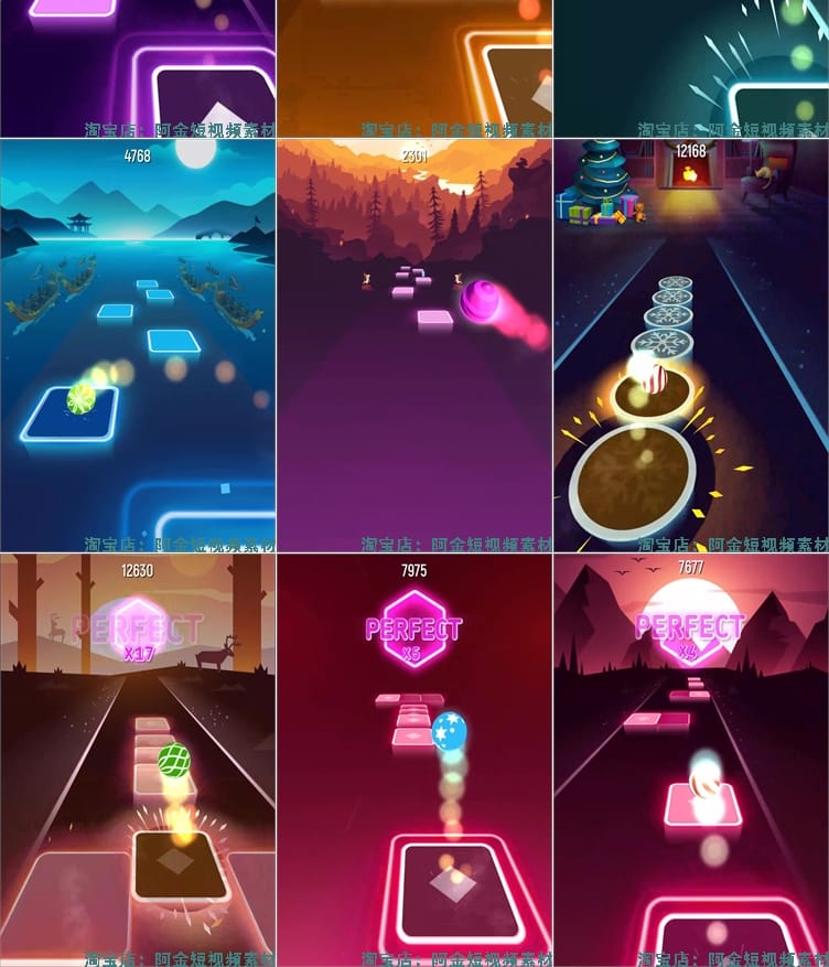 竖屏音乐球球小游戏地铁跑酷国外高清解压小说推文素材短视频引流