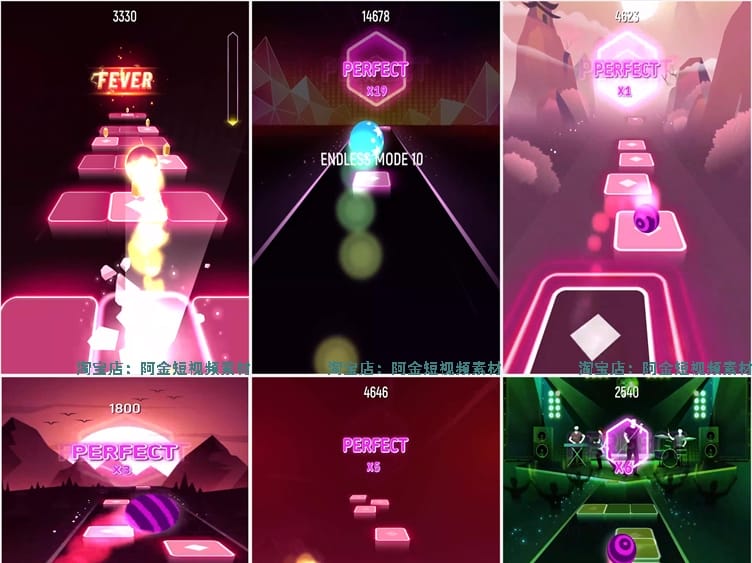 竖屏音乐球球小游戏地铁跑酷国外高清解压小说推文素材短视频引流