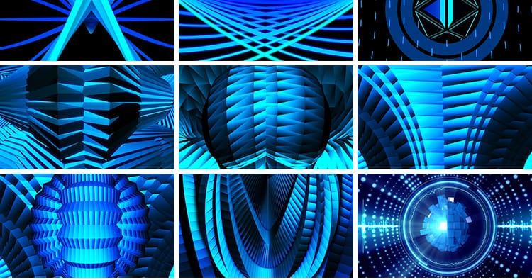 蓝色炫酷动感节奏线条爵士舞蹈走秀舞台LED动态背景高清视频素材