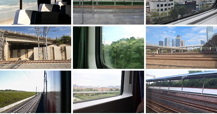 坐火车窗外风景旅行自然风光移动沿途风景动车高铁出行回家视频素