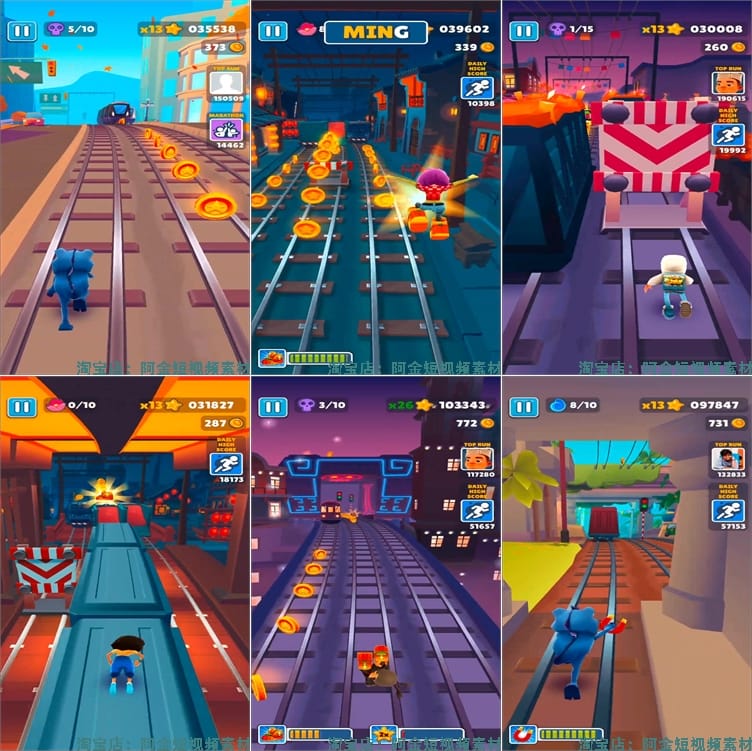 4K地铁跑酷游戏竖屏视频高清解压减压自媒体剪辑视频小说推文素材