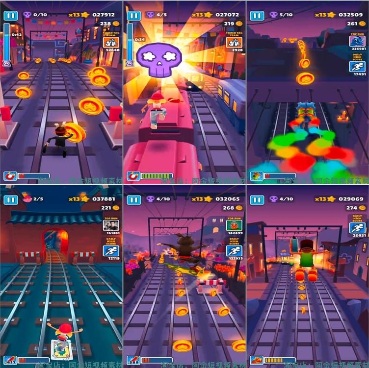 4K地铁跑酷游戏竖屏视频高清解压减压自媒体剪辑视频小说推文素材