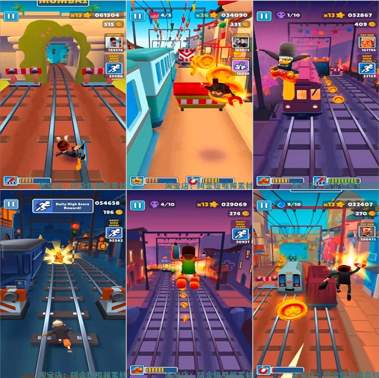 4K地铁跑酷游戏竖屏视频高清解压减压自媒体剪辑视频小说推文素材