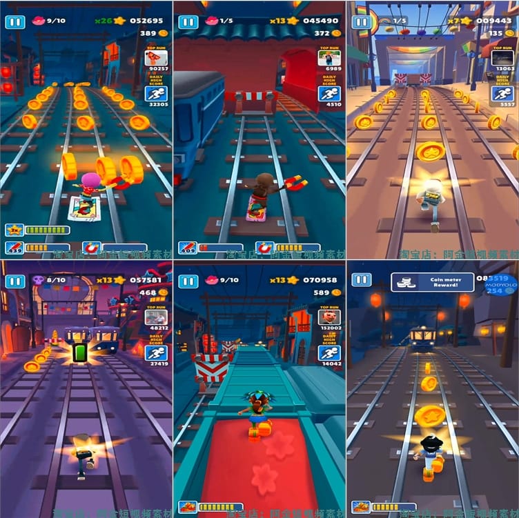 4K地铁跑酷游戏竖屏视频高清解压减压自媒体剪辑视频小说推文素材