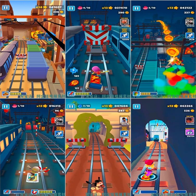 4K地铁跑酷游戏竖屏视频高清解压减压自媒体剪辑视频小说推文素材