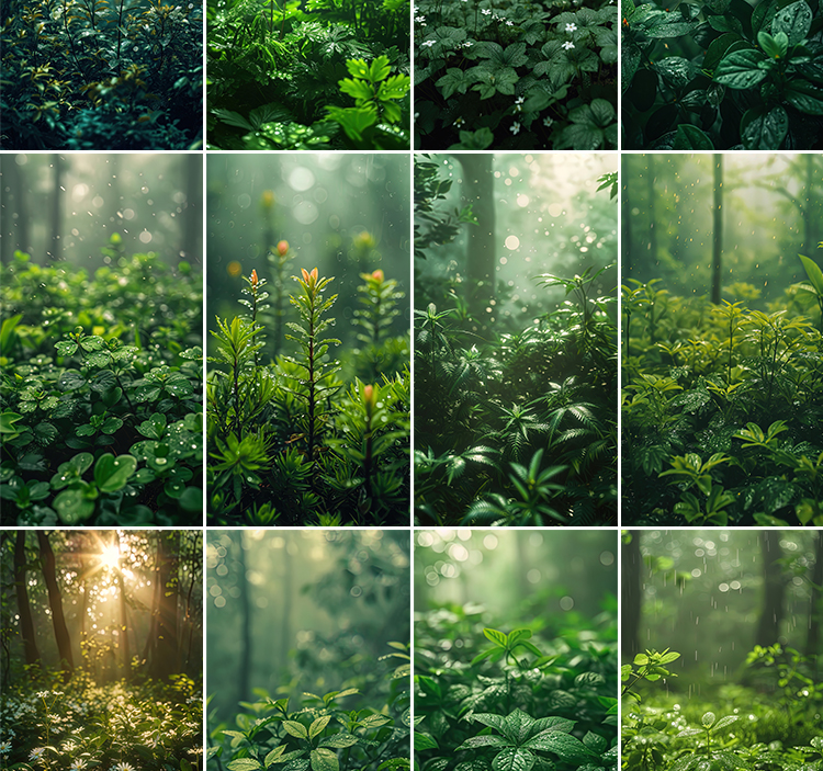 春天植物绿植清新丛林树叶子绿叶绿色动态视频直播间背景图片素材