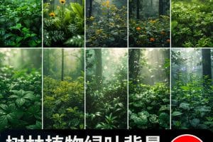 春天植物绿植清新丛林树叶子绿叶绿色动态视频直播间背景图片素材