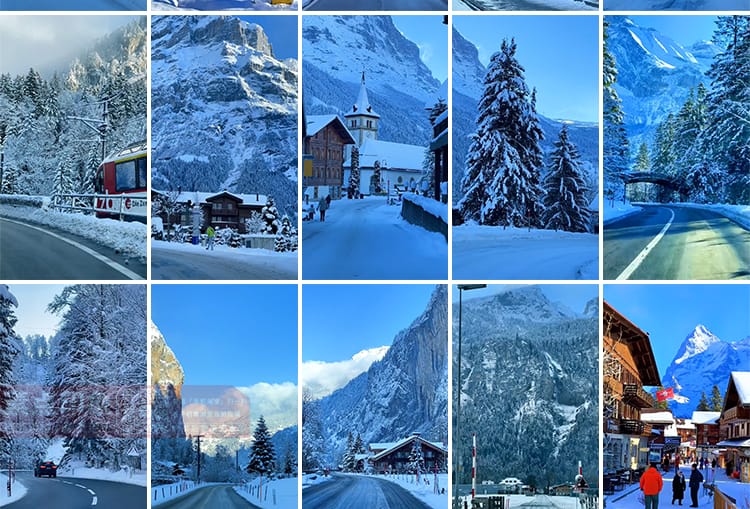 竖屏雪山雪景唯美冬季风景治愈系走拍开车视角旅途美景色视频素材