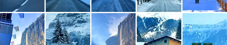 竖屏雪山雪景唯美冬季风景治愈系走拍开车视角旅途美景色视频素材