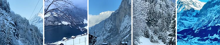 竖屏雪山雪景唯美冬季风景治愈系走拍开车视角旅途美景色视频素材