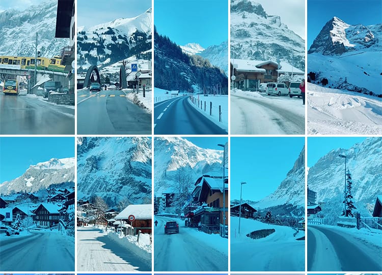 竖屏雪山雪景唯美冬季风景治愈系走拍开车视角旅途美景色视频素材