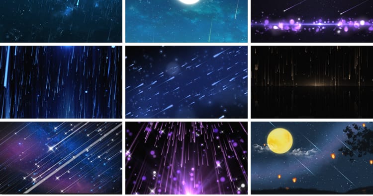 唯美蓝色星空流星雨梦幻浪漫婚礼晚会舞台LED大屏幕背景视频素材