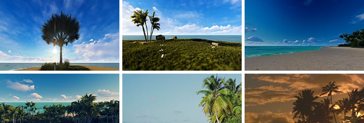 夏日阳光热带夏天清爽沙滩日落海洋浪花椰子椰树LED背景视频素材