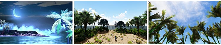 夏日阳光热带夏天清爽沙滩日落海洋浪花椰子椰树LED背景视频素材