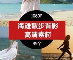 海滩散步行走背景高清视频素材