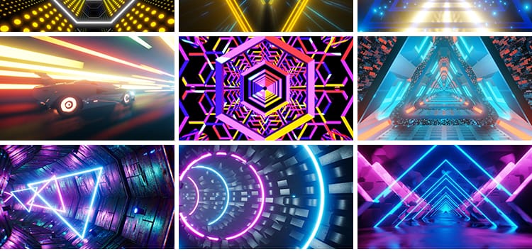 4K动感dj炫酷灯光酒吧KTV显示屏幕背景舞台大屏幕led表演视频素材