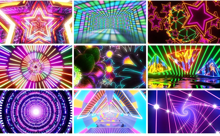 4K动感dj炫酷灯光酒吧KTV显示屏幕背景舞台大屏幕led表演视频素材