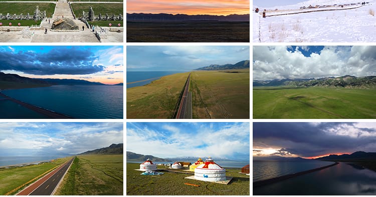 新疆赛里木湖旅游景点名胜风景区湖景风光航拍高清实拍短视频素材