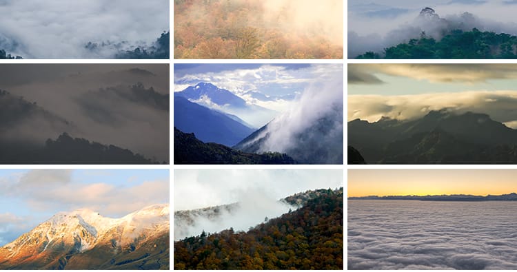 云雾大山峰云海翻滚流动弥漫缭绕群山峦浓雾雪山森林摄影视频素材