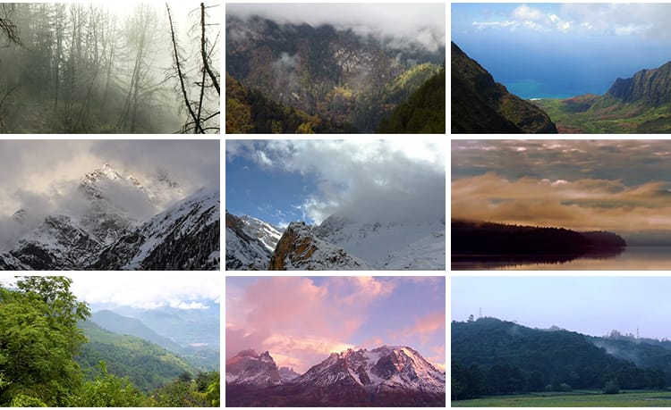 云雾大山峰云海翻滚流动弥漫缭绕群山峦浓雾雪山森林摄影视频素材