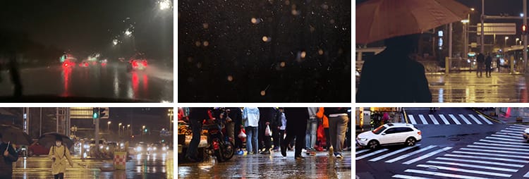 夜晚城市街道下雨窗户雨滴落孤独情感雨天路人行人雨后短视频素材