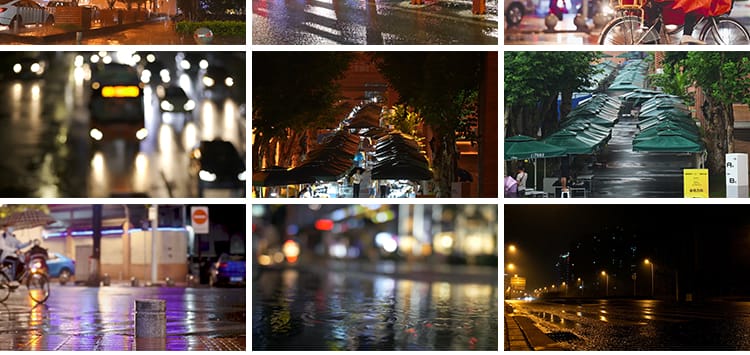 夜晚城市街道下雨窗户雨滴落孤独情感雨天路人行人雨后短视频素材