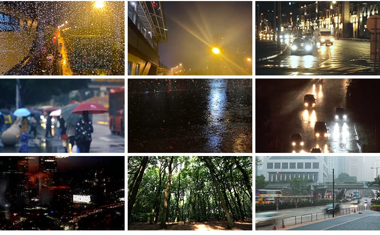 夜晚城市街道下雨窗户雨滴落孤独情感雨天路人行人雨后短视频素材