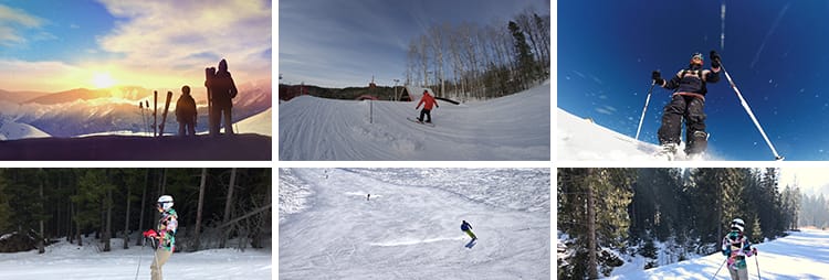 冬季滑雪者高山滑雪场人群极限运动跳跃翻转户外冬天高清视频素材