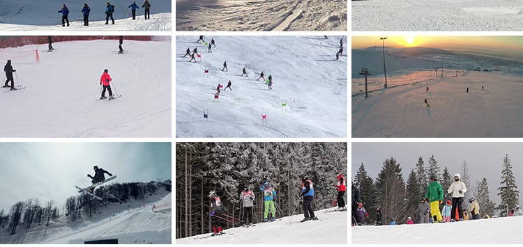 冬季滑雪者高山滑雪场人群极限运动跳跃翻转户外冬天高清视频素材