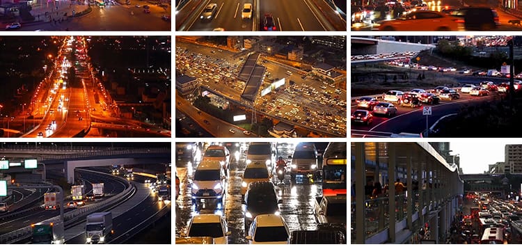 车流夜景上下班高峰期车辆拥堵城市交通忙碌快节奏航拍短视频素材