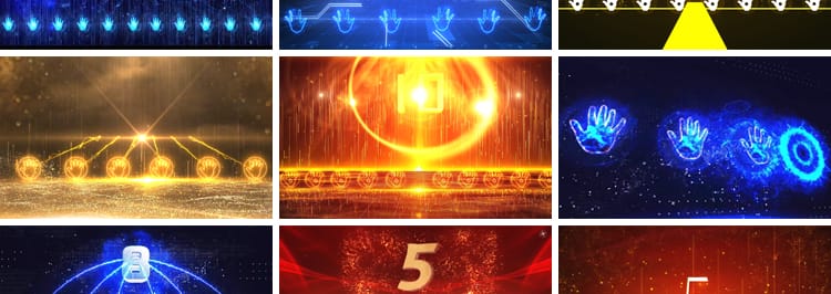 手掌启动仪式10秒倒计时十秒倒数蓝色科技红色金色AE模板视频素材