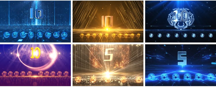 手掌启动仪式10秒倒计时十秒倒数蓝色科技红色金色AE模板视频素材