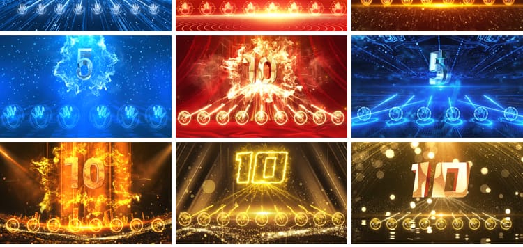 手掌启动仪式10秒倒计时十秒倒数蓝色科技红色金色AE模板视频素材