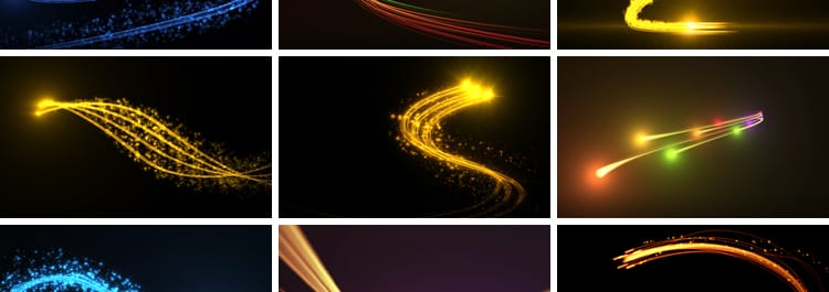 粒子光线金色穿梭线条光斑效果光效转场光束划屏动态背景视频素材