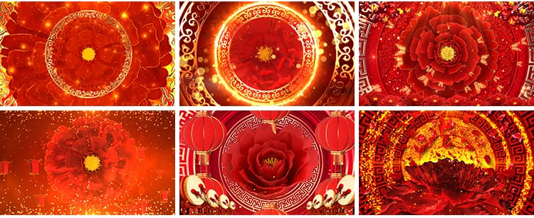 4K喜庆牡丹花开富贵鲜花花瓣绽放舞台舞蹈LED大屏幕背景视频素材