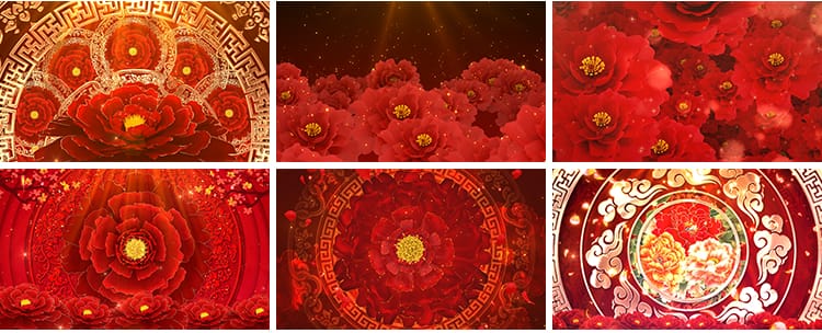 4K喜庆牡丹花开富贵鲜花花瓣绽放舞台舞蹈LED大屏幕背景视频素材