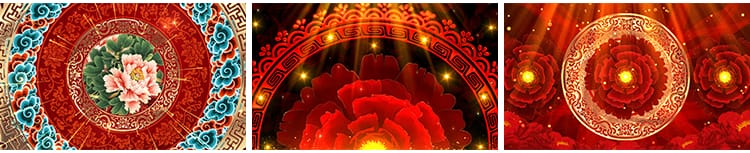 4K喜庆牡丹花开富贵鲜花花瓣绽放舞台舞蹈LED大屏幕背景视频素材