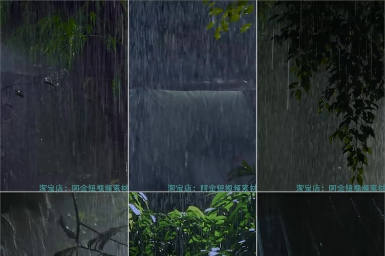 竖屏下雨暴雨城市夜景助眠风景素材高清直播自然治愈系视频解压