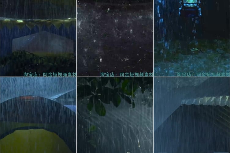 竖屏下雨暴雨城市夜景助眠风景素材高清直播自然治愈系视频解压