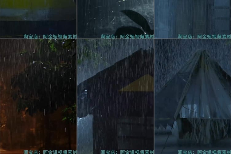 竖屏下雨暴雨城市夜景助眠风景素材高清直播自然治愈系视频解压