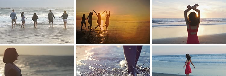 唯美人物背影海滩沙滩大海边散步奔跑行走脚步情感抖音短视频素材